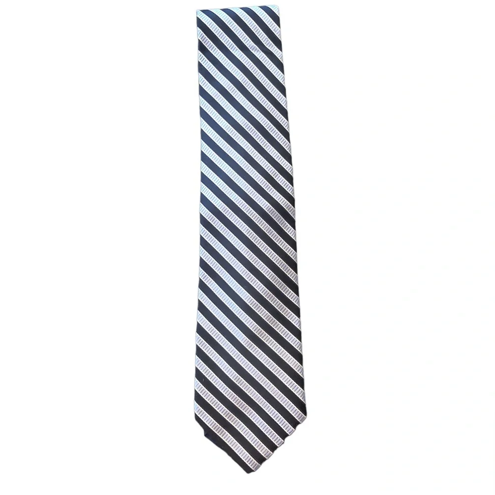 Tommy Hilfiger, navy, baby blue, and white stripped tie - Picture 1 of 3